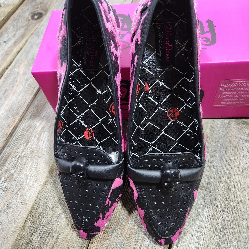 Abbey Dawn by Avril Lavigne Rebel Yell Punk Flattie in Hot Pink, skull - Picture 3 of 15